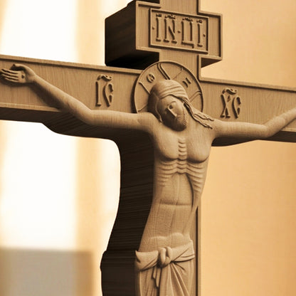 Wooden Carved Handmade Christian Cross No4. Byzantine Greek Orthodox Home Art Decor.