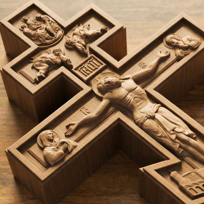 Wooden Carved Handmade Christian Cross No1. Byzantine Greek Orthodox Home Art Decor.