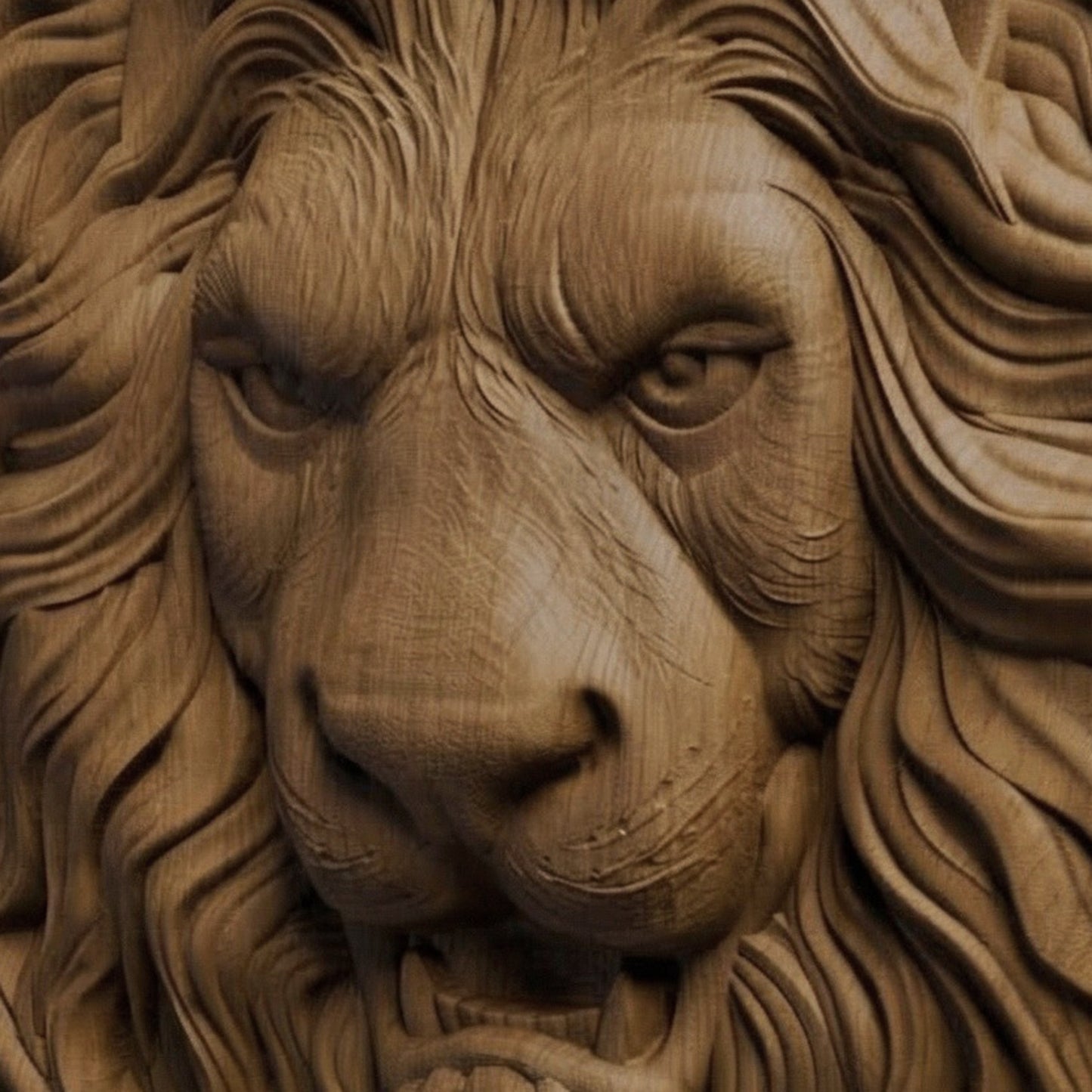 Lion Head in Plate Handmade Wooden Carving. Home Gift Wall Art Nature Decor.