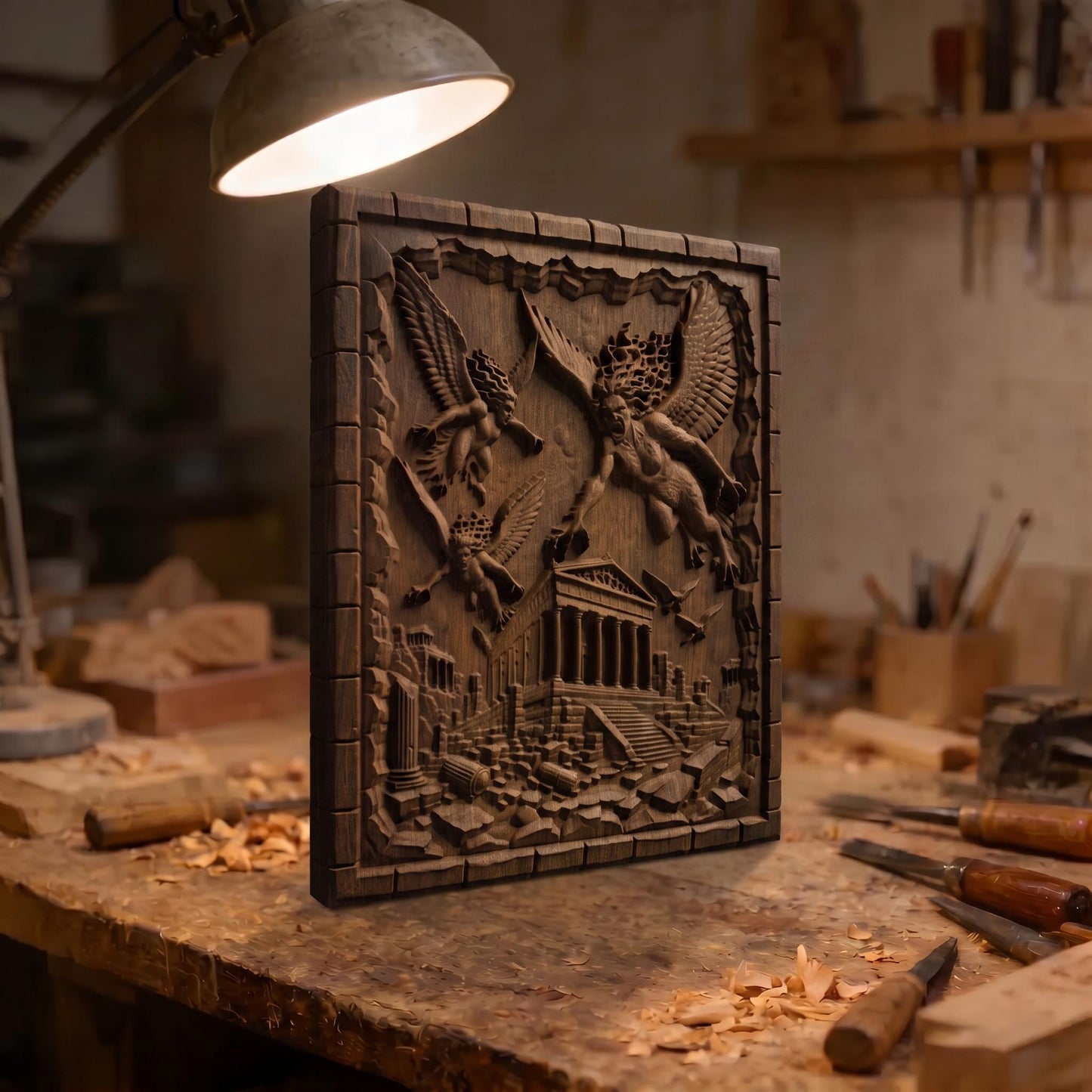 Harpies Ancient Greek Mythology Monsters 3D Wooden Bas Relief Panel Art Sculptural Gift Idea Cretan Holy Carvings