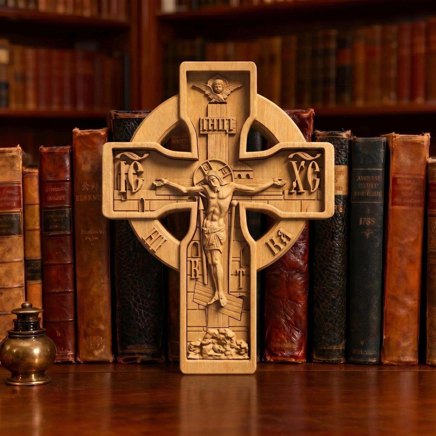 Hand Carved Cross No 16 | Wood Byzantine Greek Christian Wall Art