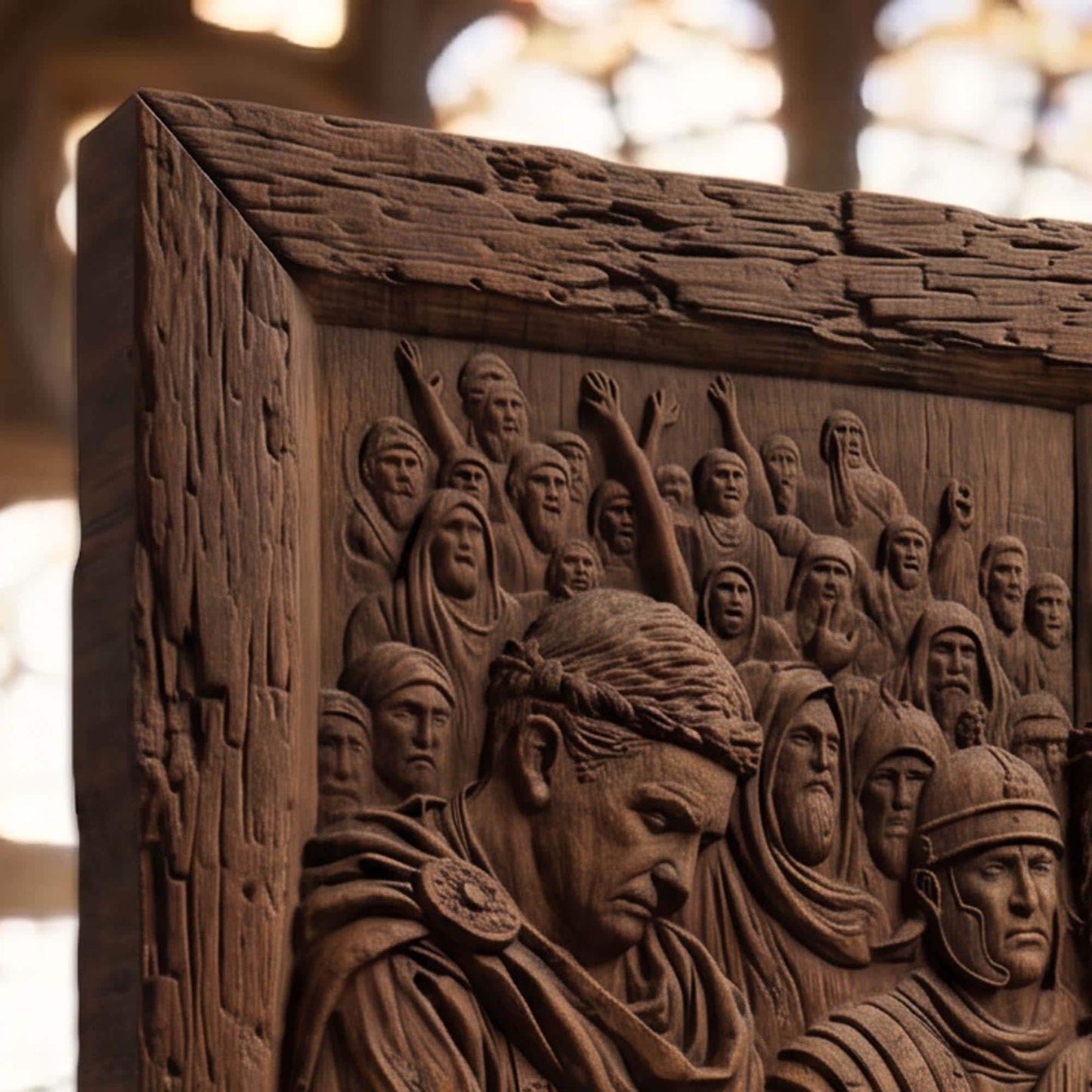 Pilate Washes his Hands of the Blood of Jesus Christ Wooden Carved Handmade Christian Icon  Byzantine Greek Orthodox Home Decor Cretan Holy Carvings