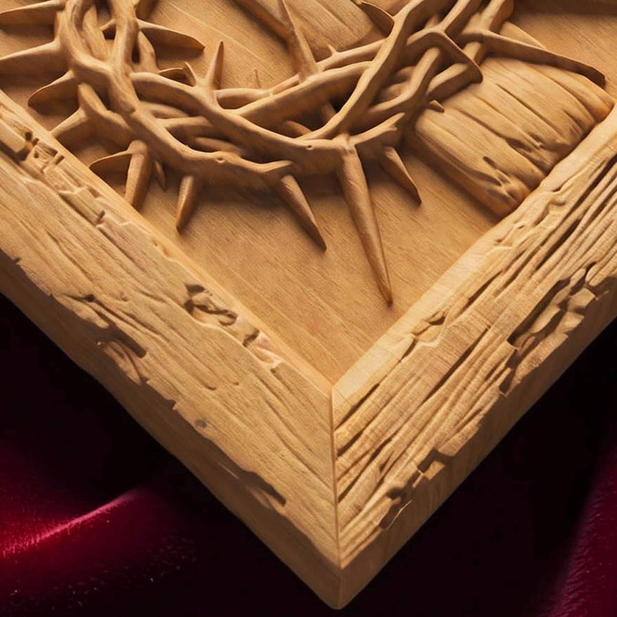 The Cross, Nails and Crown of Thorns Wooden Carved Handmade Christian Icon  Byzantine Greek Orthodox Home Decor Cretan Holy Carvings