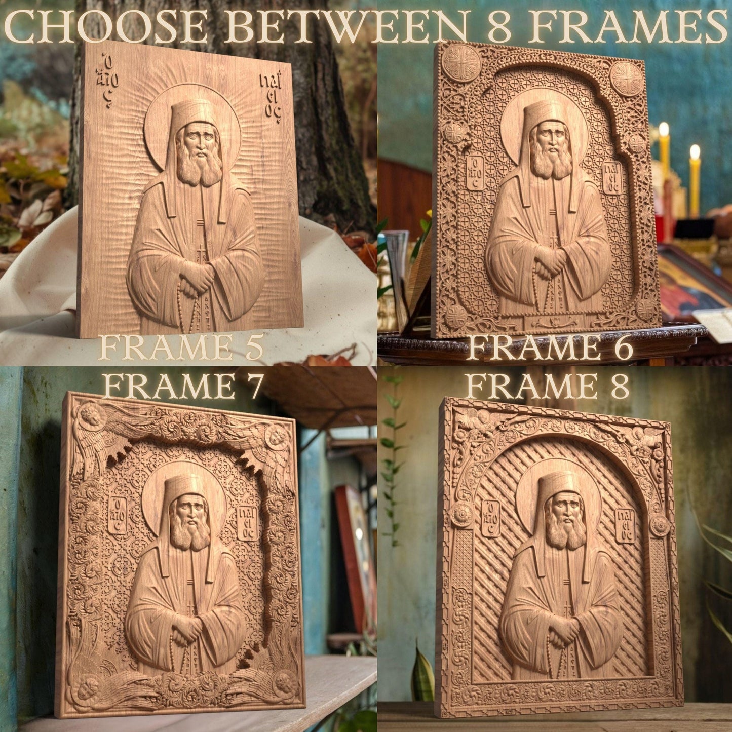 Saint Paisios of Mount Athos Wooden Carved Handcrafted Christian Religious Icon. Byzantine Home Wall Art Decor Gift. Orthodox Greek Woodcarving Sculpture.