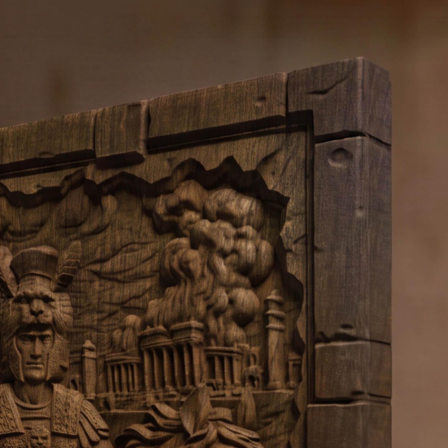 Alexander the Great 3D Wooden Bas Relief Panel Art Sculptural Gift Idea Cretan Holy Carvings