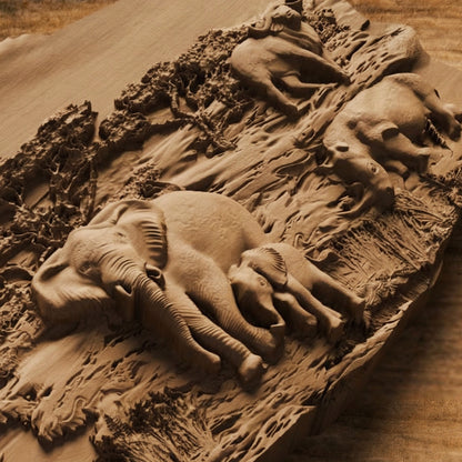African Nature Scene Handmade Wooden Carving. Home Gift Wall Art Decor.