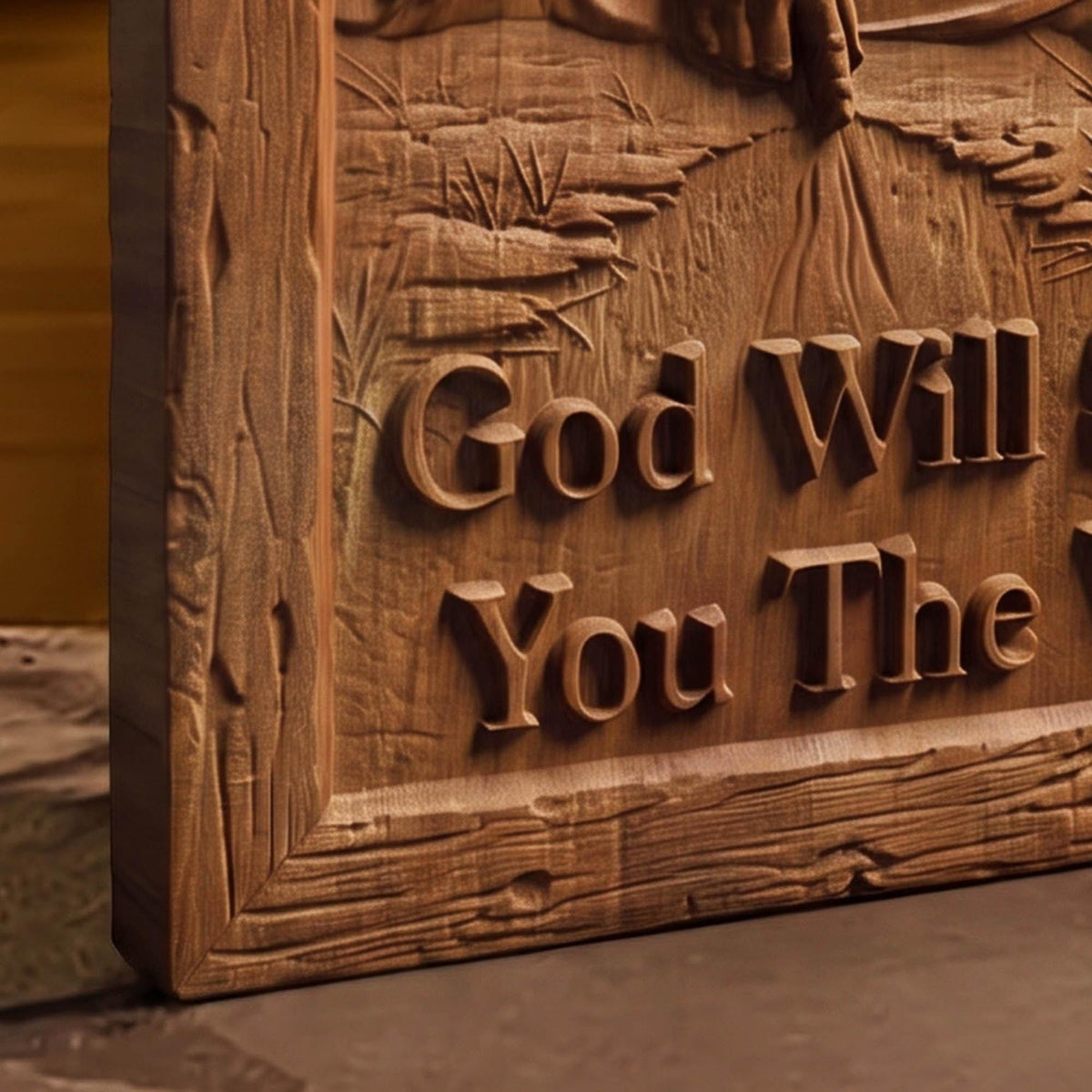 God Will Show You The Way Wooden Carved Handmade Christian Icon  Byzantine Greek Orthodox Home Art Decor Cretan Holy Carvings