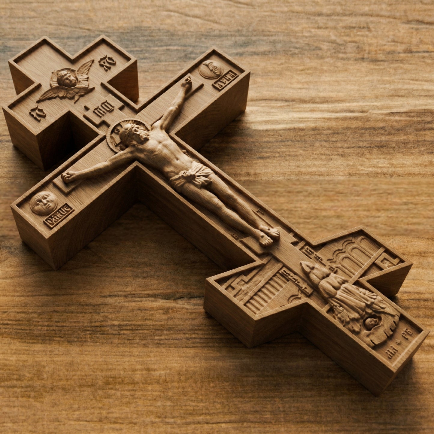 Wooden Carved Handmade Christian Cross No6. Byzantine Greek Orthodox Home Art Decor.