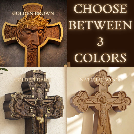 Wooden Carved Handmade Christian Cross No5. Byzantine Greek Orthodox Home Art Decor.