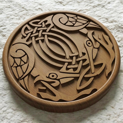 Birds Tribal in Plate Handmade Wooden Carving. Other Home Gift Wall Art Decor.
