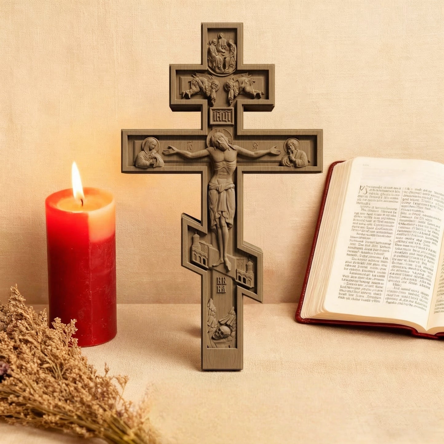 Wooden Carved Handmade Christian Cross No1. Byzantine Greek Orthodox Home Art Decor.