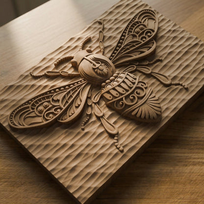 Bee Tribal Handmade Wooden Carving. Other Home Gift Wall Art Decor.