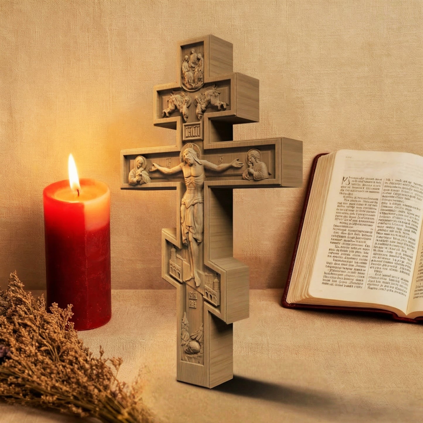 Wooden Carved Handmade Christian Cross No1. Byzantine Greek Orthodox Home Art Decor.
