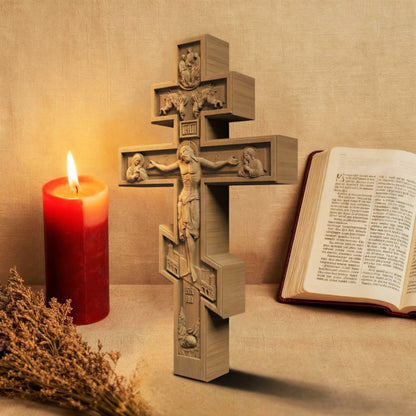 Wooden Carved Handmade Christian Cross No1. Byzantine Greek Orthodox Home Art Decor.