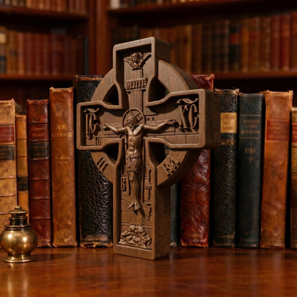Hand Carved Cross No 16 | Wood Byzantine Greek Christian Wall Art