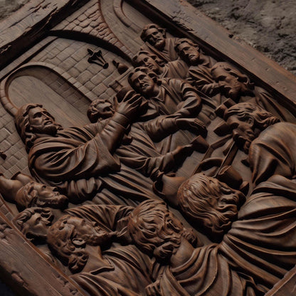 Jesus Christ Blesses the Wine Wooden Carved Handmade Christian Icon  Byzantine Greek Orthodox Home Decor Cretan Holy Carvings