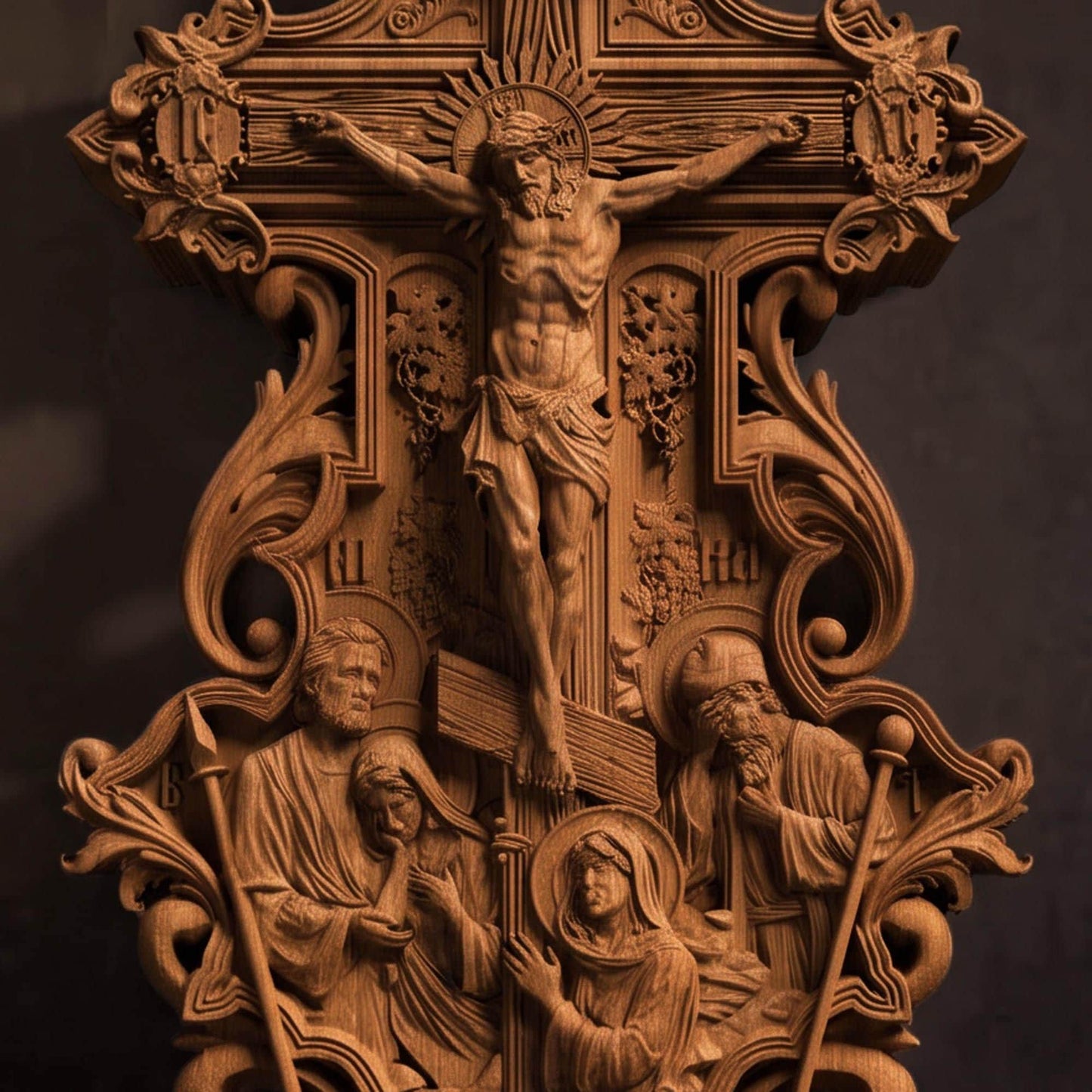 Hand Carved Cross No 12 | Wood Byzantine Greek Christian Wall Art Cretan Holy Carvings