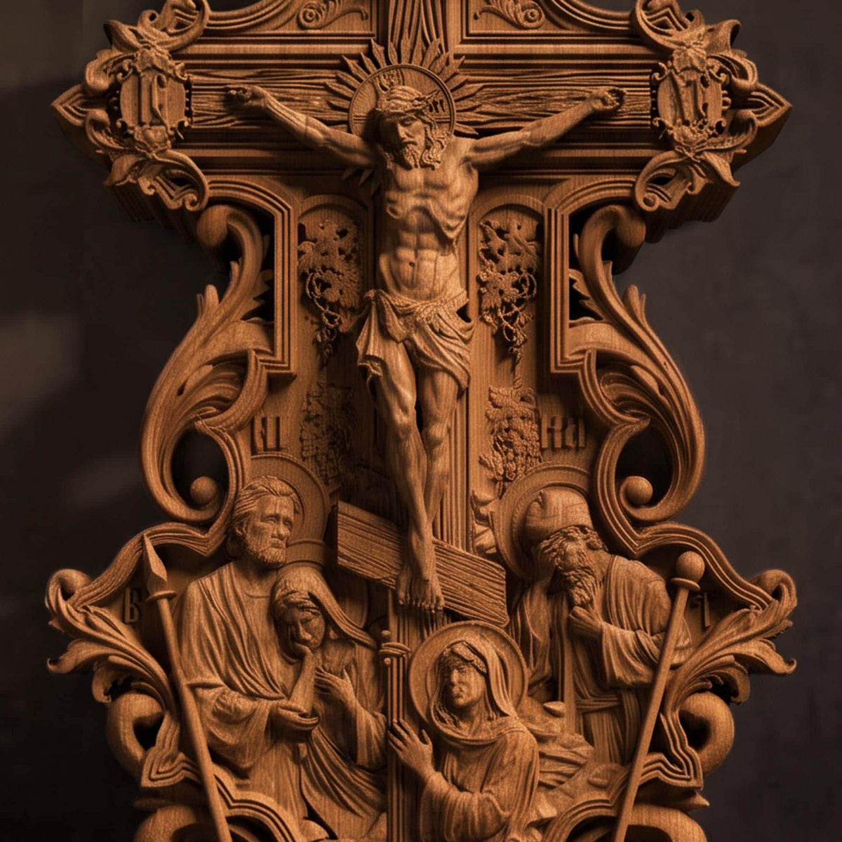 Hand Carved Cross No 12 | Wood Byzantine Greek Christian Wall Art Cretan Holy Carvings