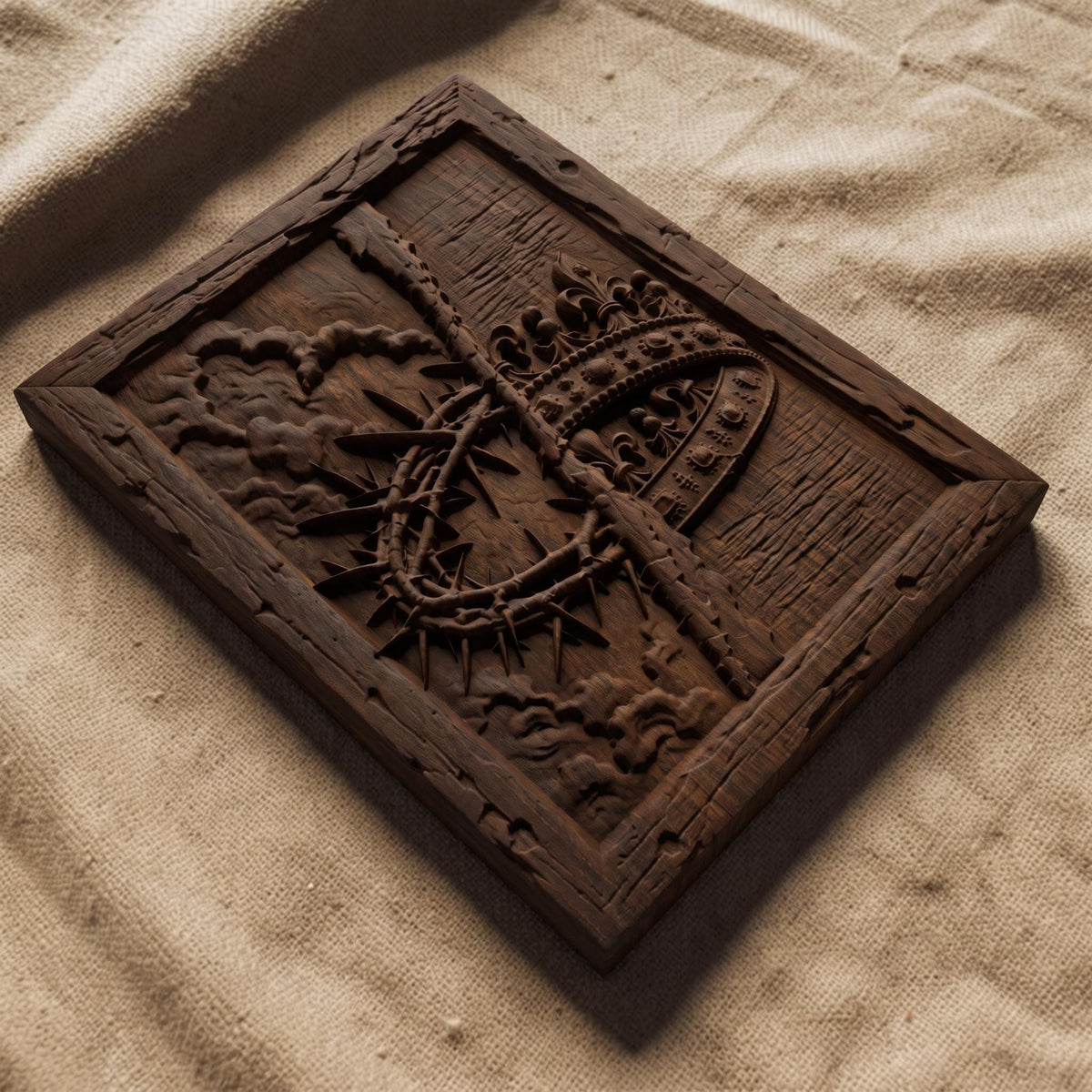 Crown of Jesus Christ Wooden Carved Handmade Christian Icon  Byzantine Greek Orthodox Home Decor Cretan Holy Carvings