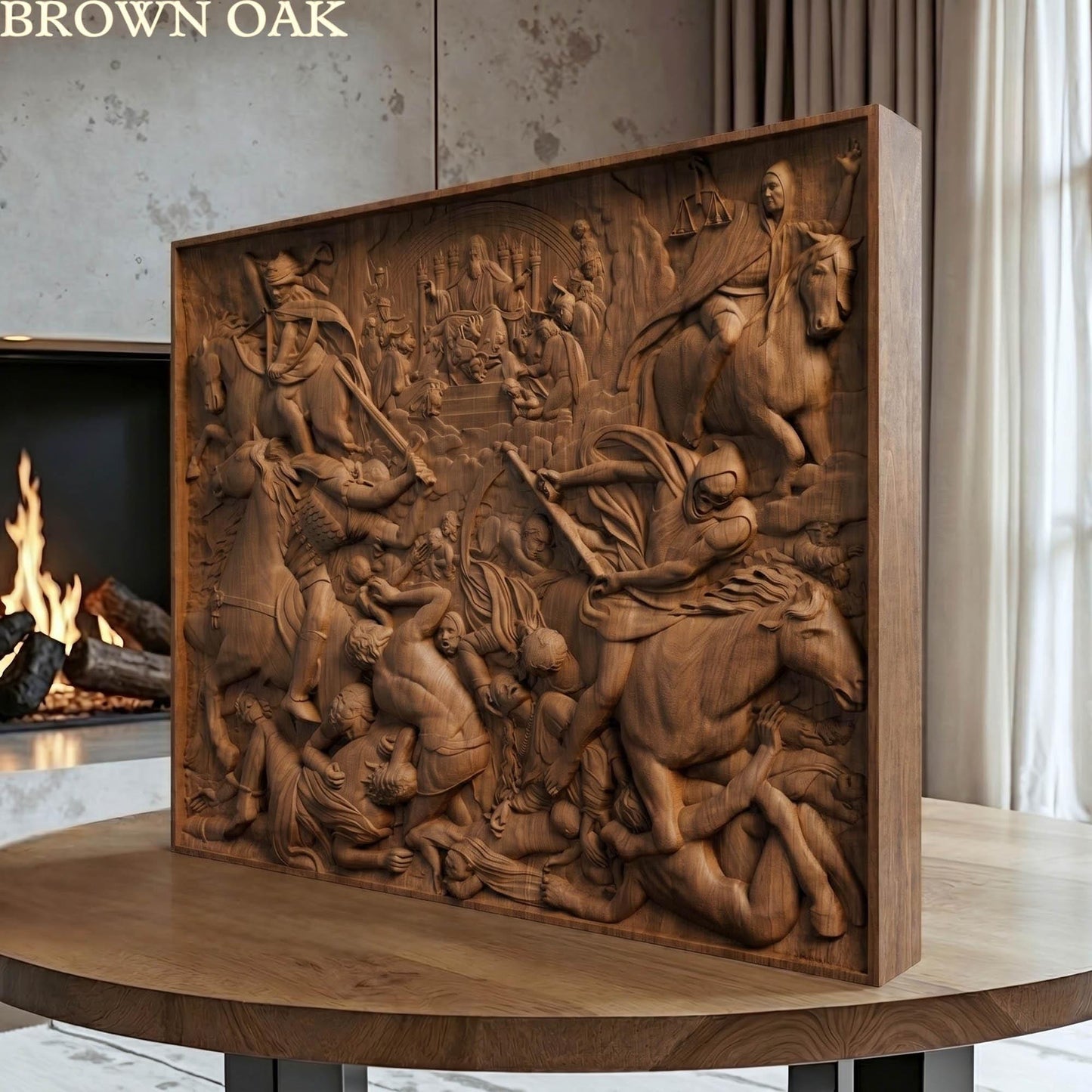 The Four Riders of the Apocalypse Wooden Bas Relief | Wood Panel Art | Sculptural Gift Idea