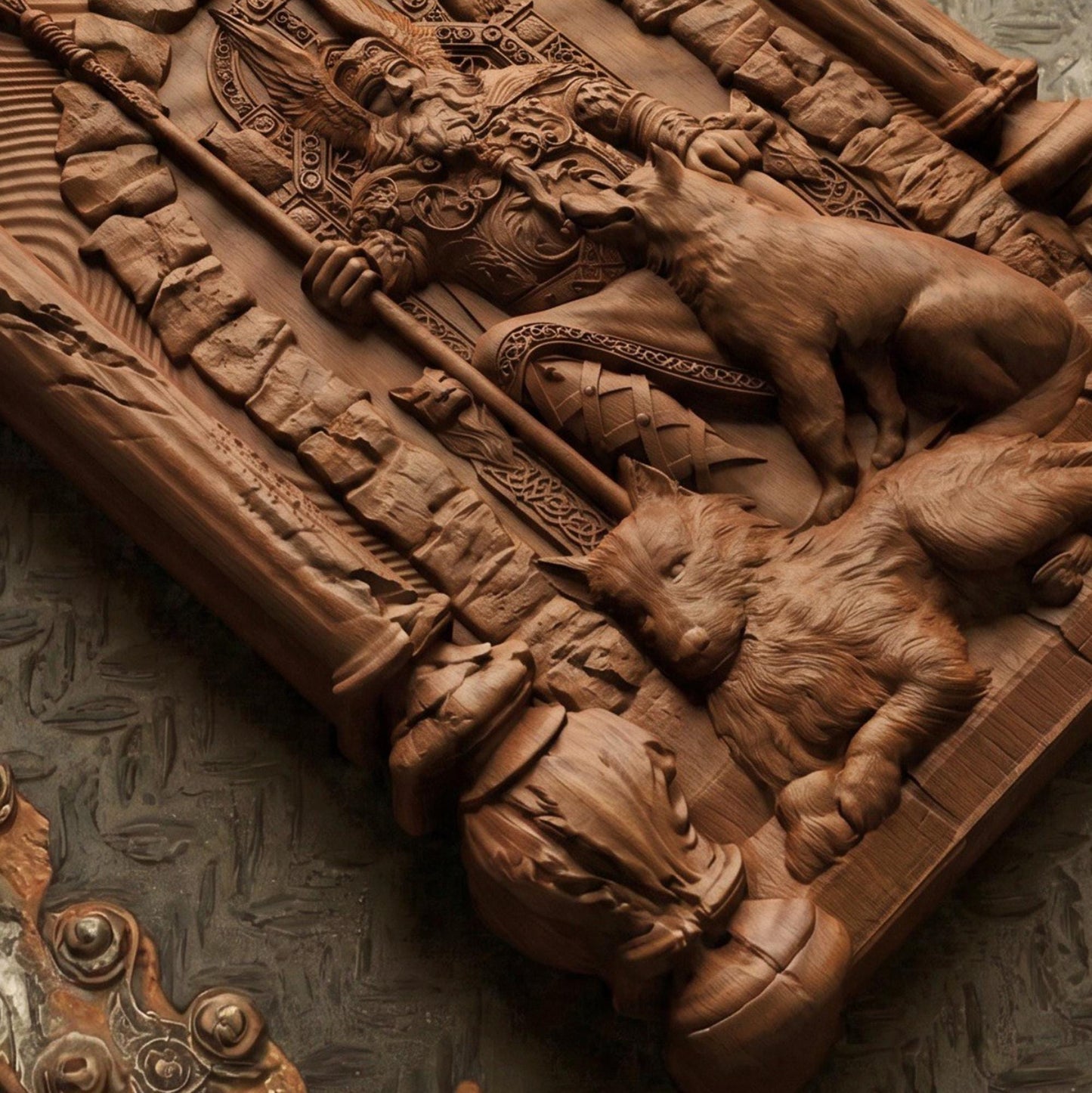 Odin Wooden Bas Relief | Wood Panel Art | Sculptural Gift Idea