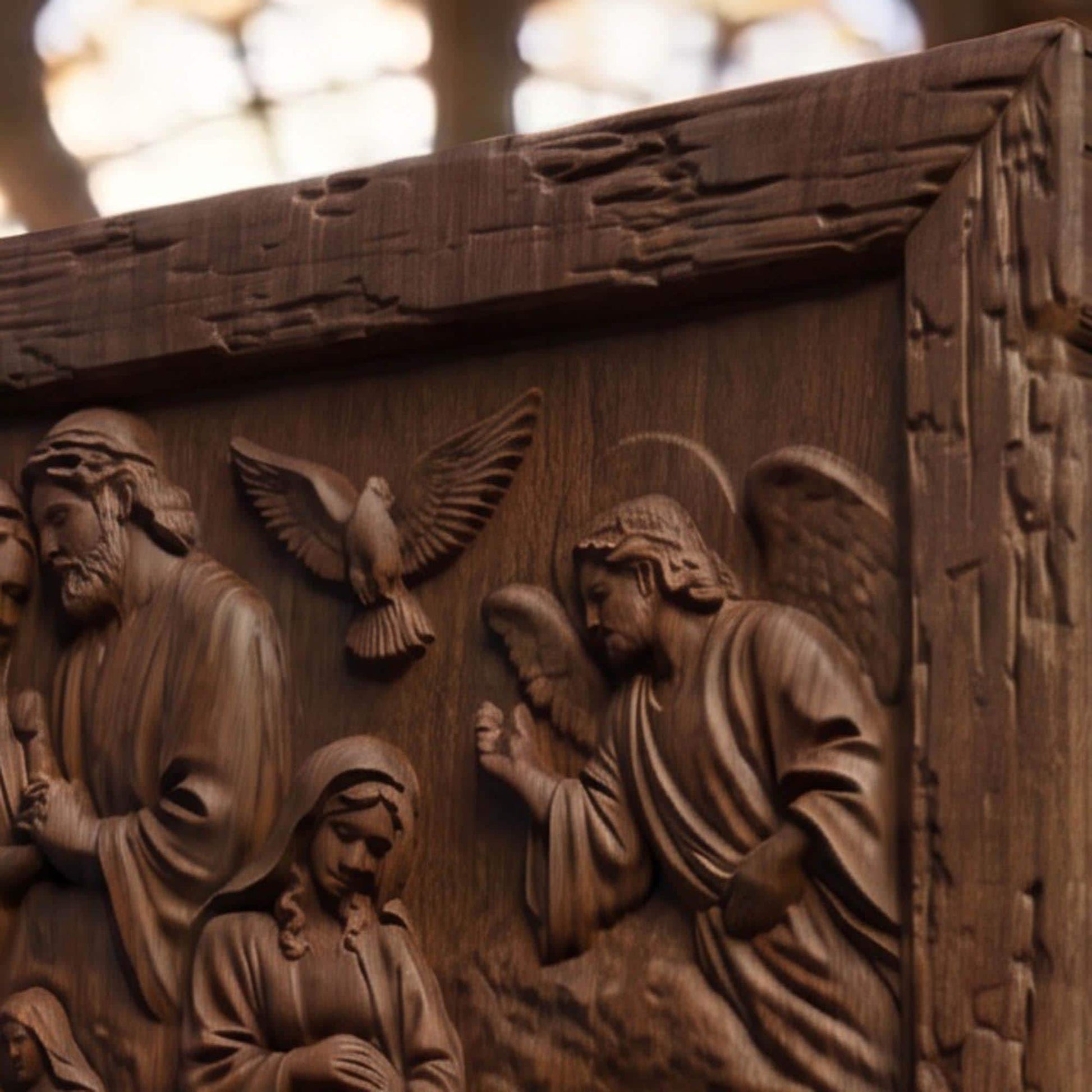 The Road to the Birth of Jesus Wooden Carved Handmade Christian Icon  Byzantine Greek Orthodox Home Decor Cretan Holy Carvings