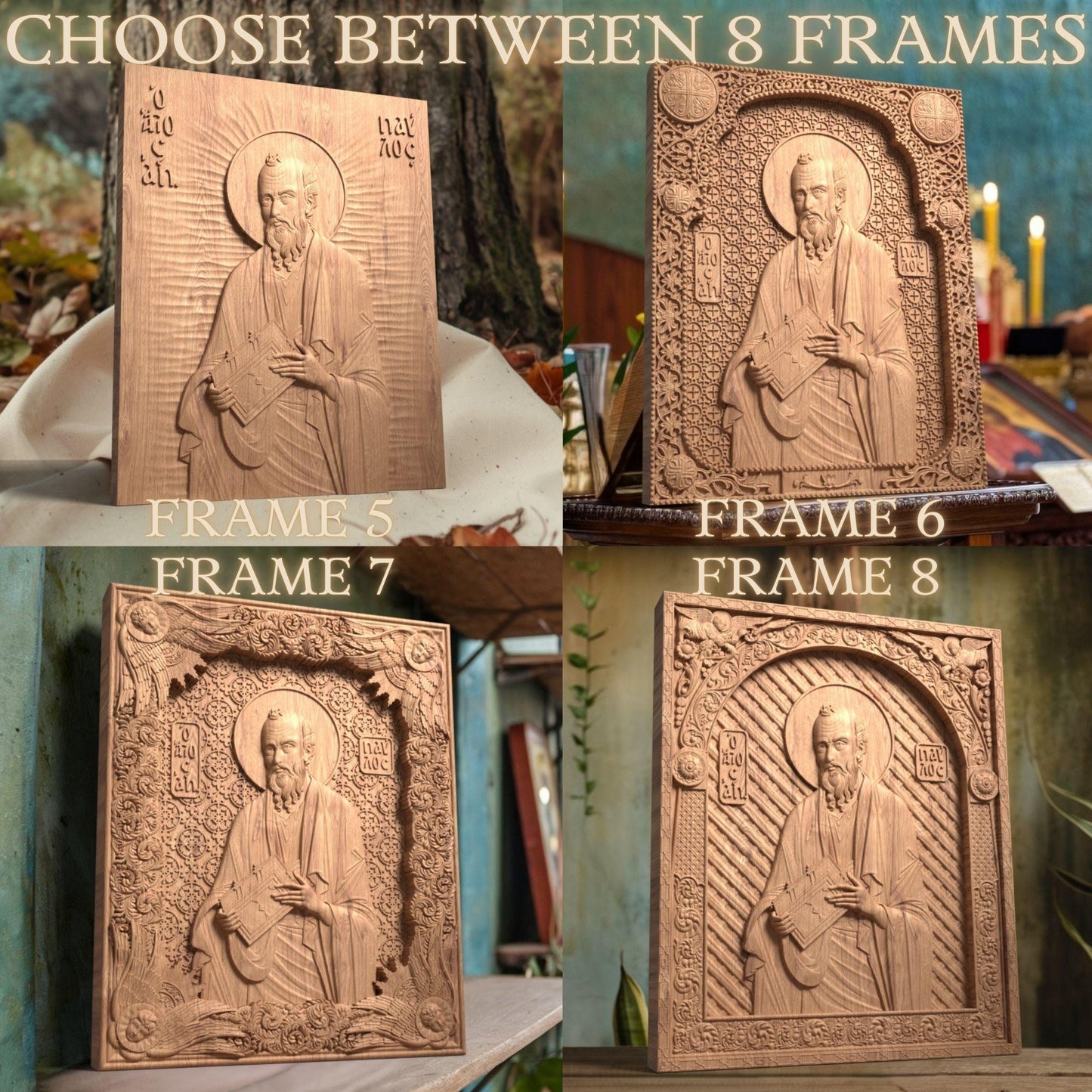 Saint Paul the Apostle Wooden Carved Handcrafted Christian Religious Icon. Byzantine Home Wall Art Decor Gift. Orthodox Greek Woodcarving Sculpture.