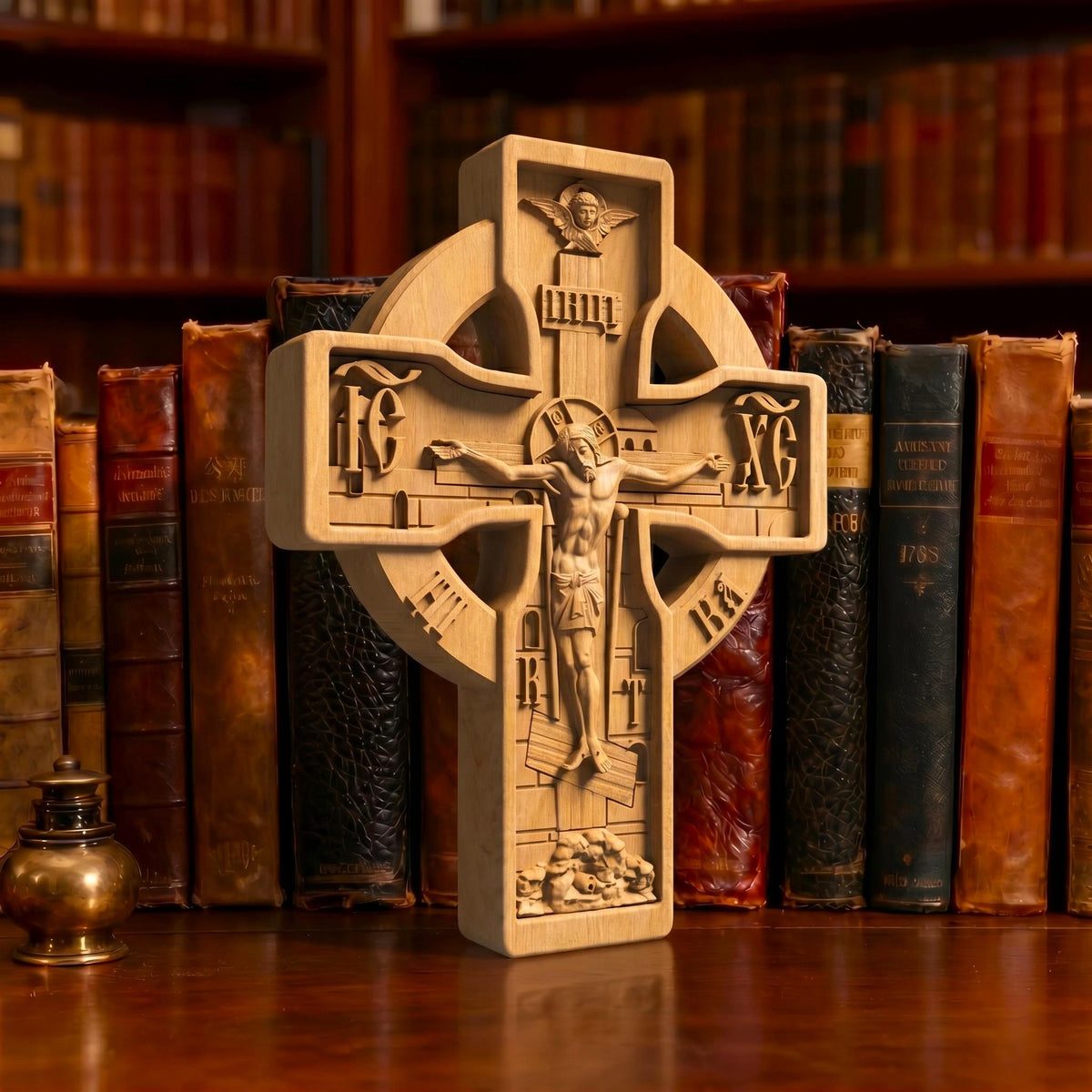 Hand Carved Cross No 16 | Wood Byzantine Greek Christian Wall Art