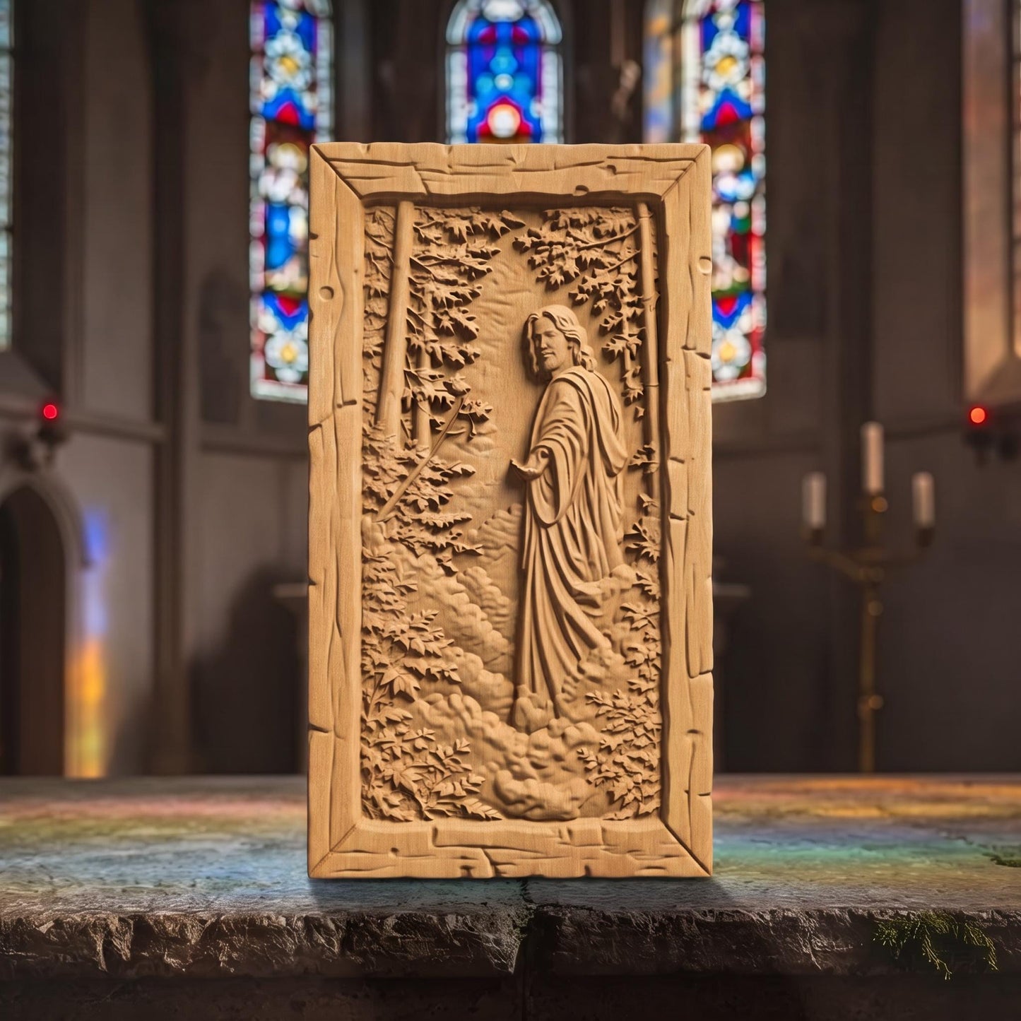 Jesus Christ Calling Wooden Carved Handmade Christian Icon  Byzantine Greek Orthodox Home Decor Cretan Holy Carvings