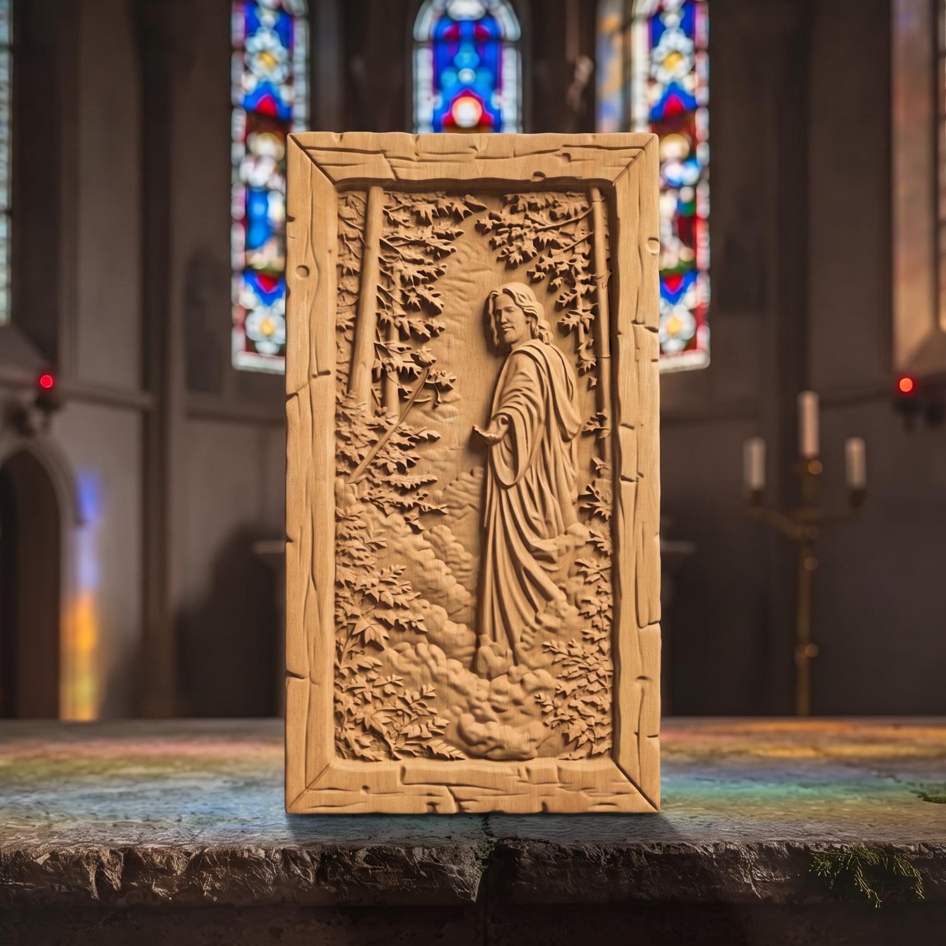 Jesus Christ Calling Wooden Carved Handmade Christian Icon  Byzantine Greek Orthodox Home Decor Cretan Holy Carvings
