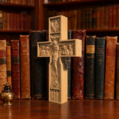 Hand Carved Cross No 10 | Wood Byzantine Greek Christian Wall Art