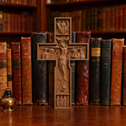 Hand Carved Cross No 10 | Wood Byzantine Greek Christian Wall Art