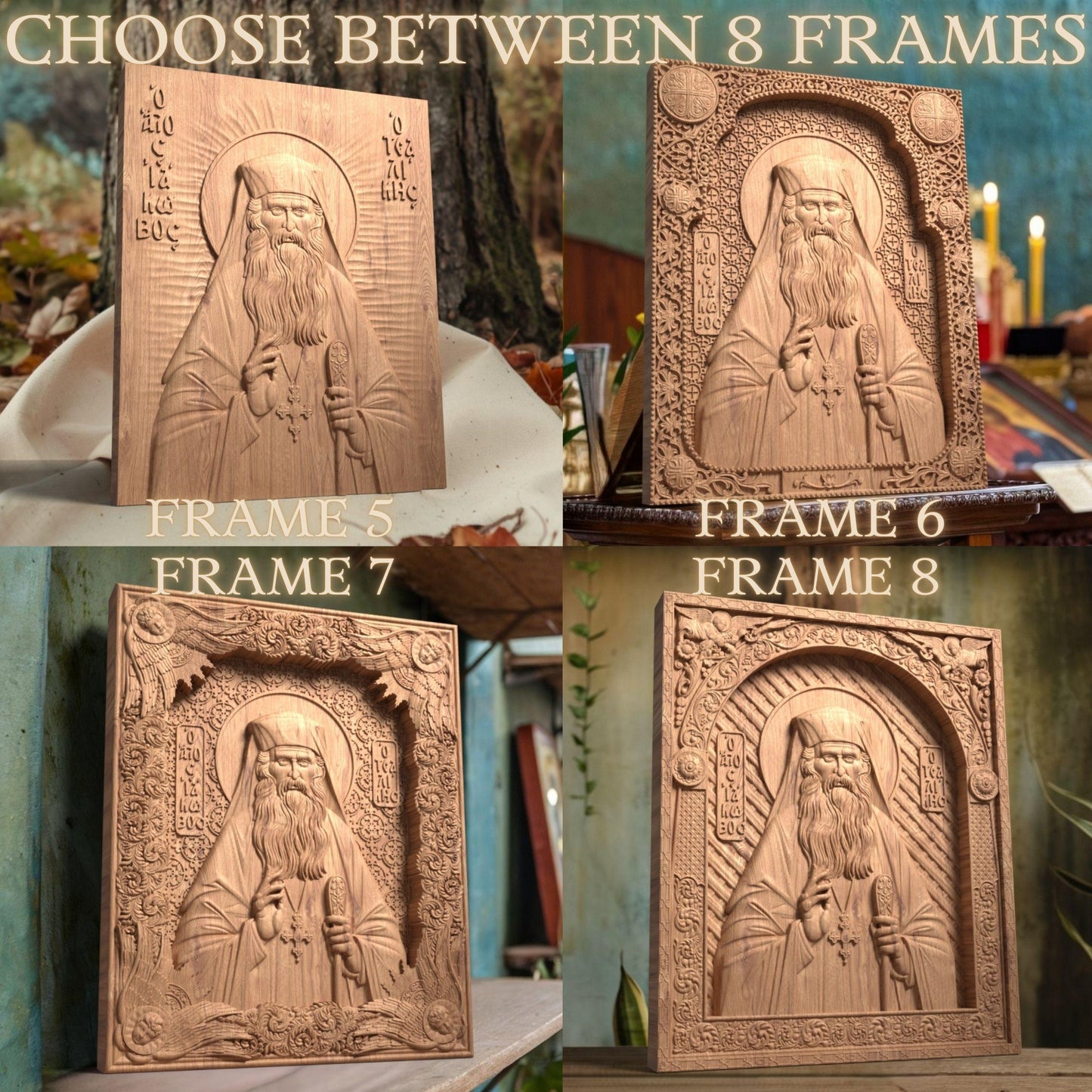 Saint Iakovos Tsalikis Wooden Carved Handcrafted Christian Religious Icon. Byzantine Home Wall Art Decor Gift. Orthodox Greek Woodcarving Sculpture.