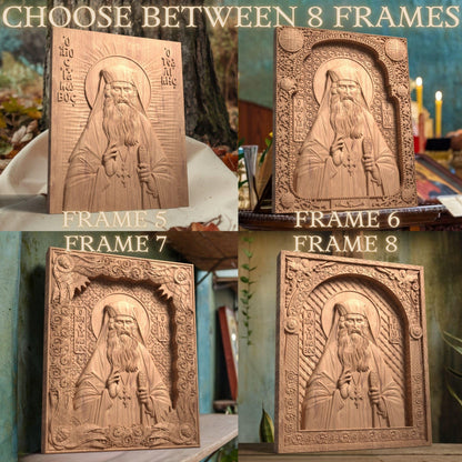 Saint Iakovos Tsalikis Wooden Carved Handcrafted Christian Religious Icon. Byzantine Home Wall Art Decor Gift. Orthodox Greek Woodcarving Sculpture.