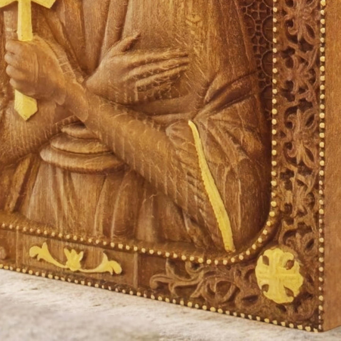 Saint John the Russian Wooden Carved Handcrafted Christian Religious Icon. Byzantine Home Wall Art Decor Gift. Orthodox Greek Woodcarving Sculpture.