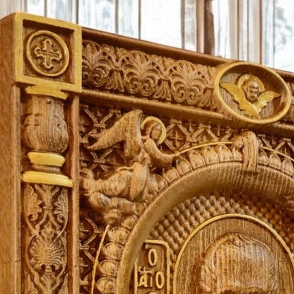 Saint Nicholas Wooden Carved Handcrafted Christian Religious Icon. Byzantine Home Wall Art Decor Gift. Orthodox Greek Woodcarving Sculpture.