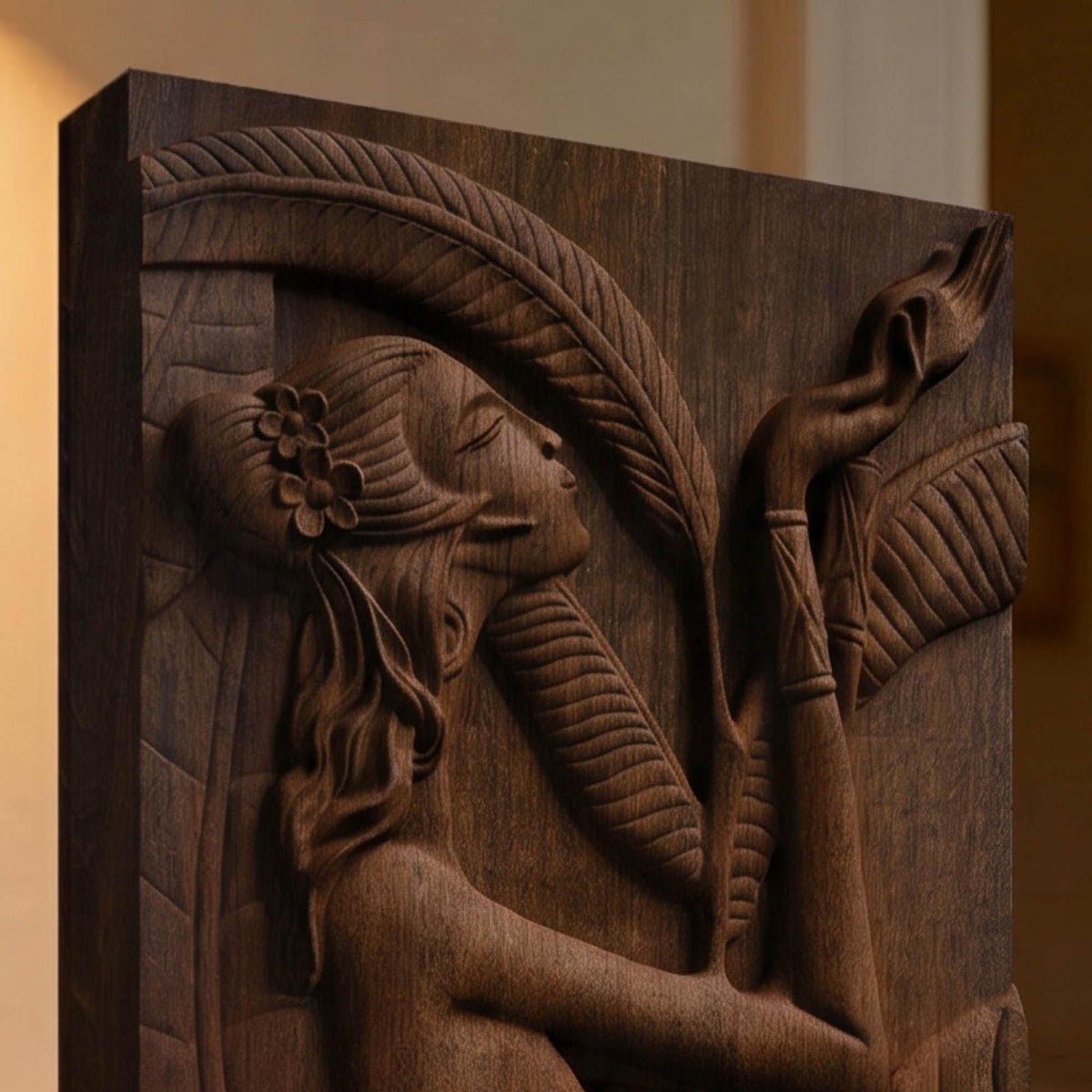 African Woman Wooden Bas Relief | Wood Panel Art | Sculptural Gift Idea