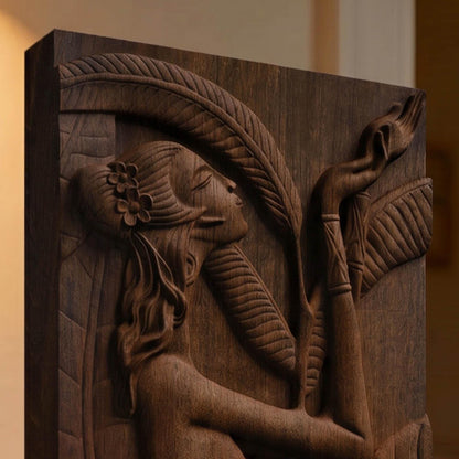 African Woman Wooden Bas Relief | Wood Panel Art | Sculptural Gift Idea