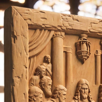 The Last Supper 2 Rustic Frame Wooden Carved Handmade Christian Icon  Byzantine Greek Orthodox Home Decor Cretan Holy Carvings