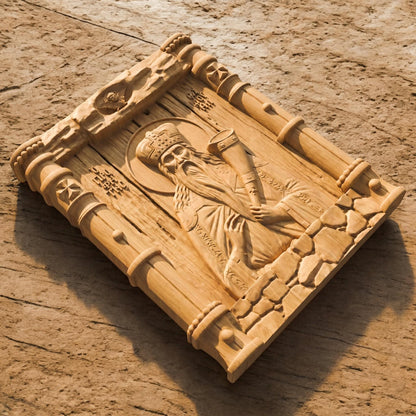 Prophet Samuel Wooden Carved Handmade Christian Icon. Byzantine Greek Orthodox Home Art Decor.