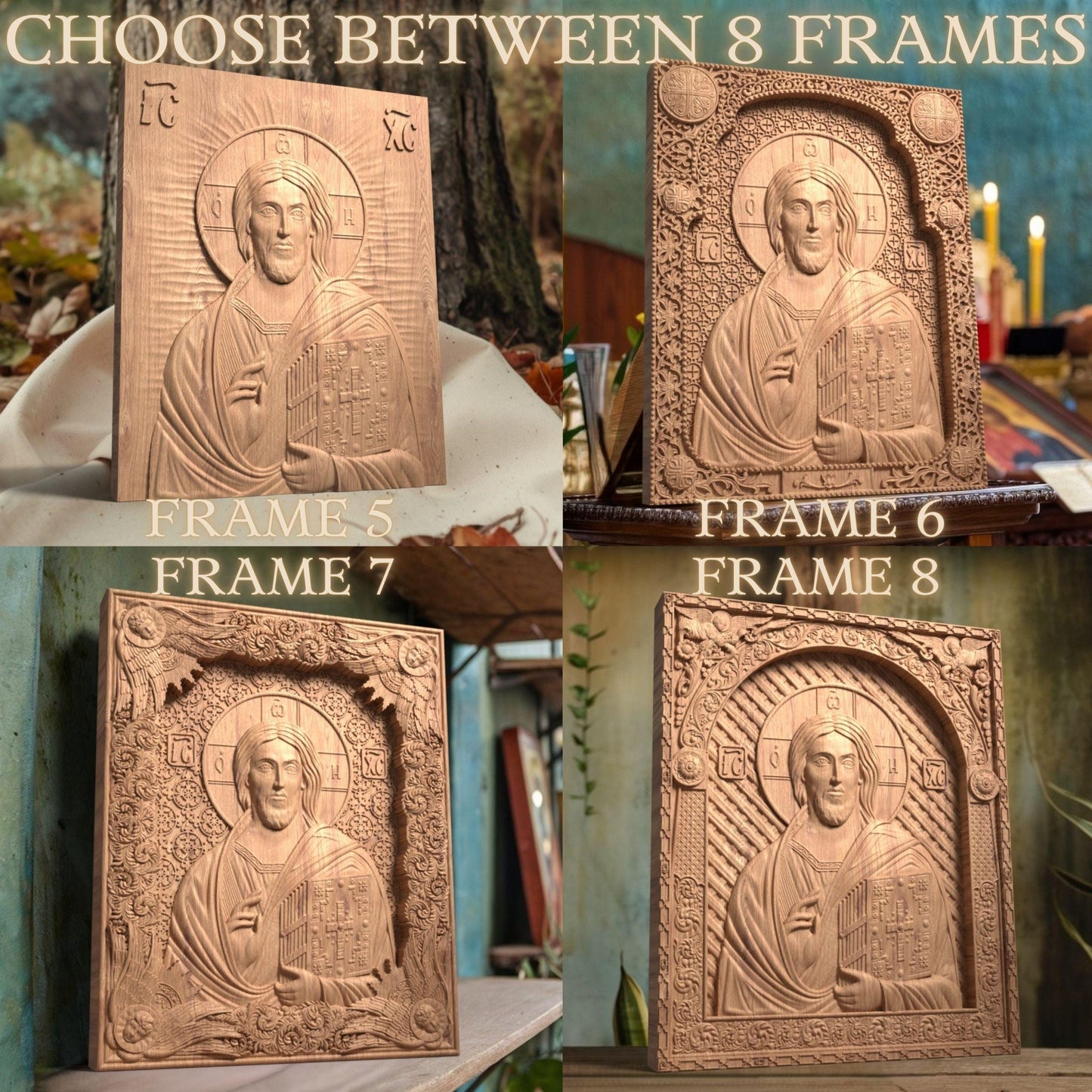 Christ Pantocrator of Sinai Wooden Carved Handcrafted Christian Religious Icon. Byzantine Home Wall Art Decor Gift. Orthodox Greek Woodcarving Sculpture.