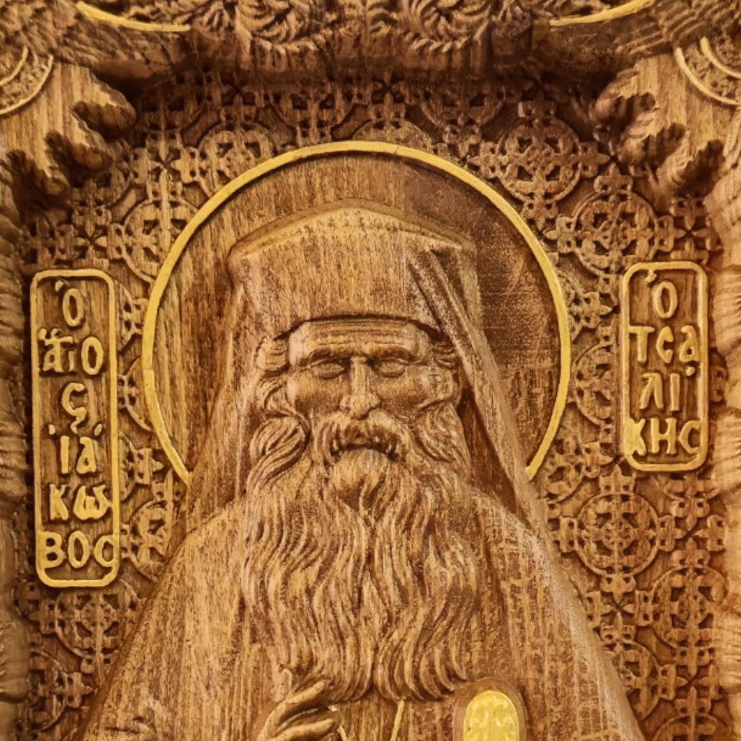 Saint Iakovos Tsalikis Wooden Carved Handcrafted Christian Religious Icon. Byzantine Home Wall Art Decor Gift. Orthodox Greek Woodcarving Sculpture.
