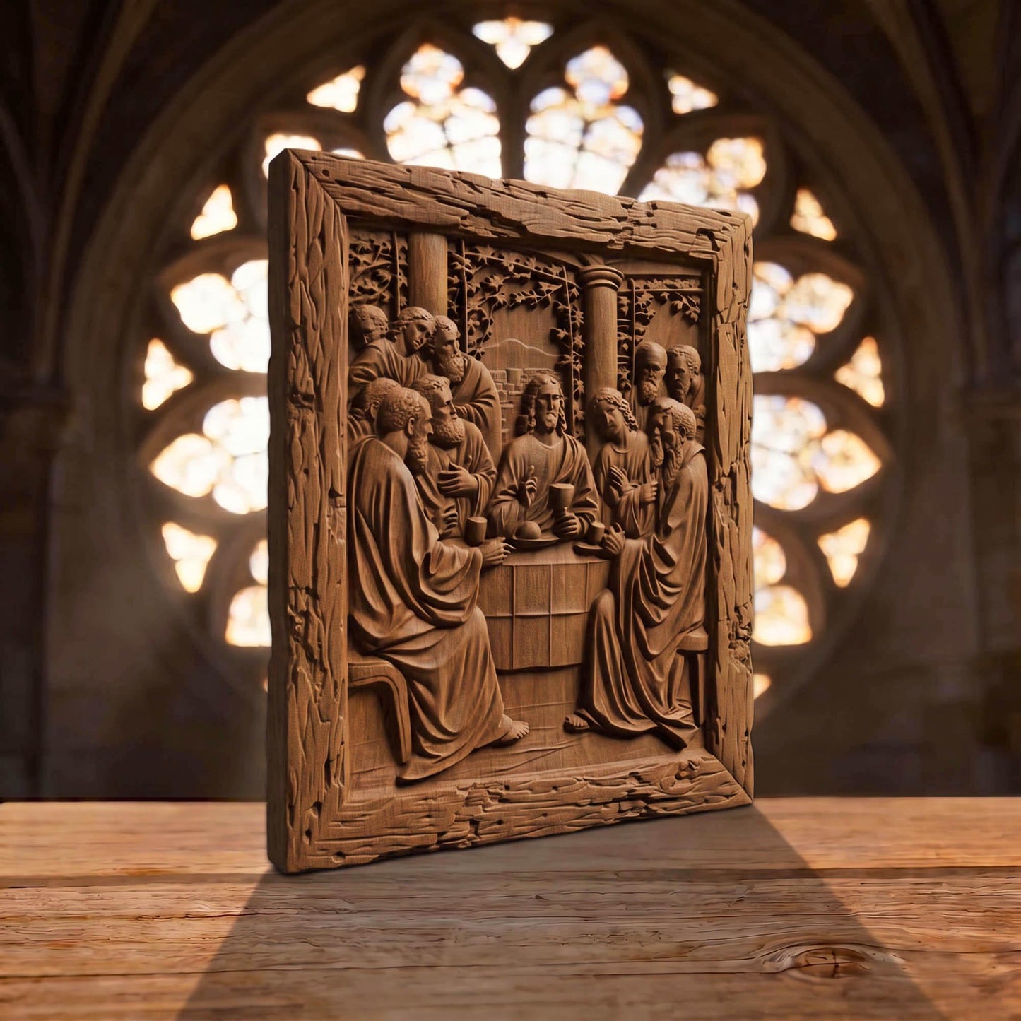 The Last Supper 3 Rustic Frame Wooden Carved Handmade Christian Icon  Byzantine Greek Orthodox Home Decor Cretan Holy Carvings