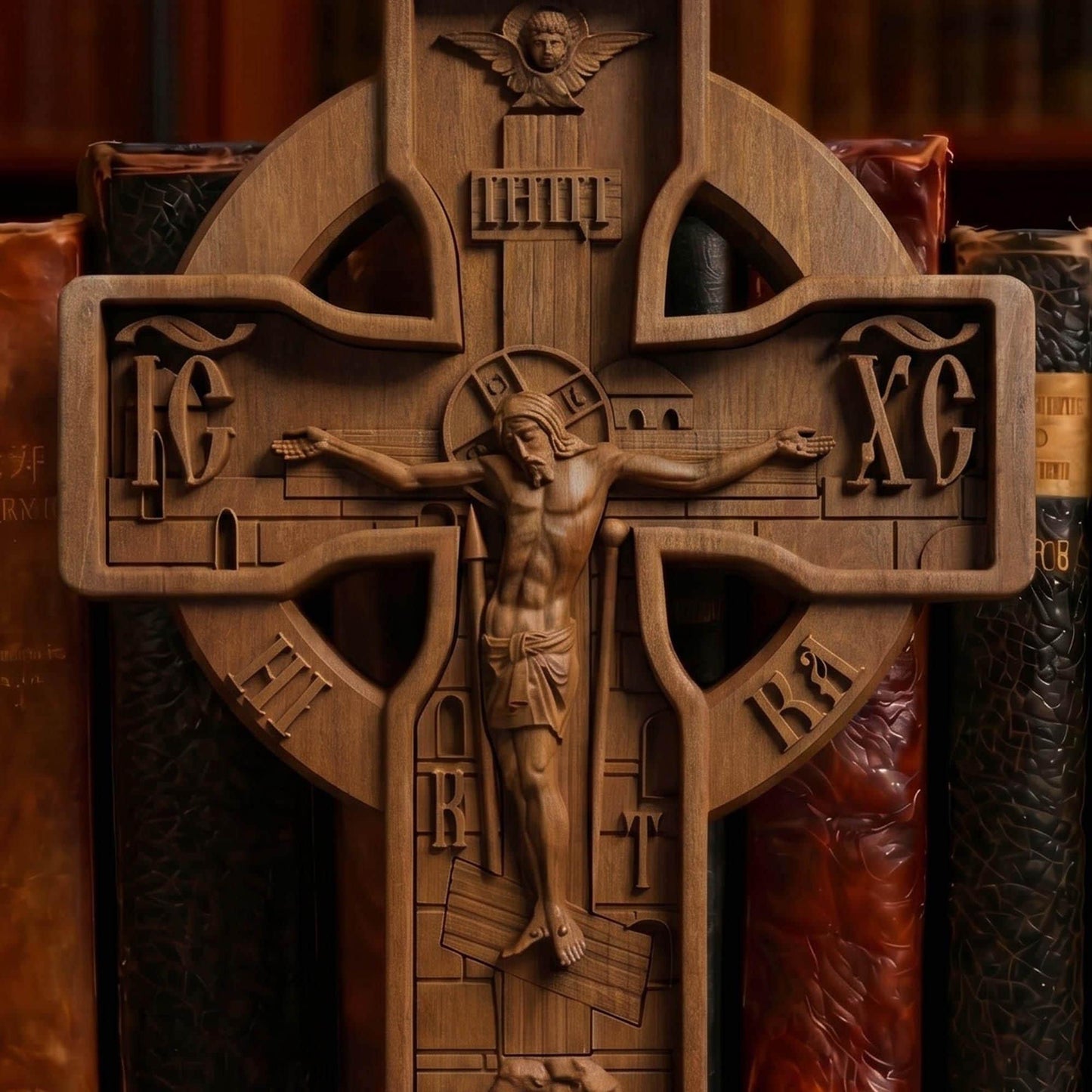 Hand Carved Cross No 16 | Wood Byzantine Greek Christian Wall Art