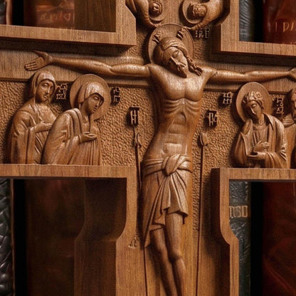 Hand Carved Cross No 10 | Wood Byzantine Greek Christian Wall Art
