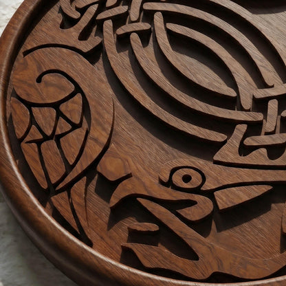 Birds Tribal in Plate Framed Bas Relief | Wooden Birds Carving | Sculptural Gift Idea