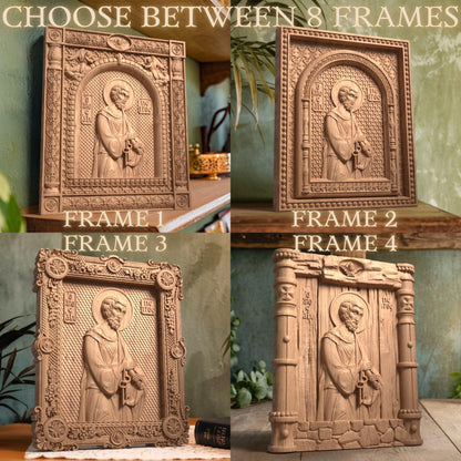Saint Peter the Apostle Wooden Carved Handcrafted Christian Religious Icon. Byzantine Home Wall Art Decor Gift. Orthodox Greek Woodcarving Sculpture.