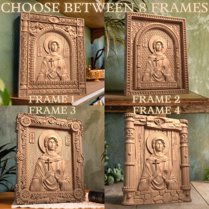 Saint Natalia of Moscow Wooden Carved Handcrafted Christian Religious Icon. Byzantine Home Wall Art Decor Gift. Orthodox Greek Woodcarving Sculpture.