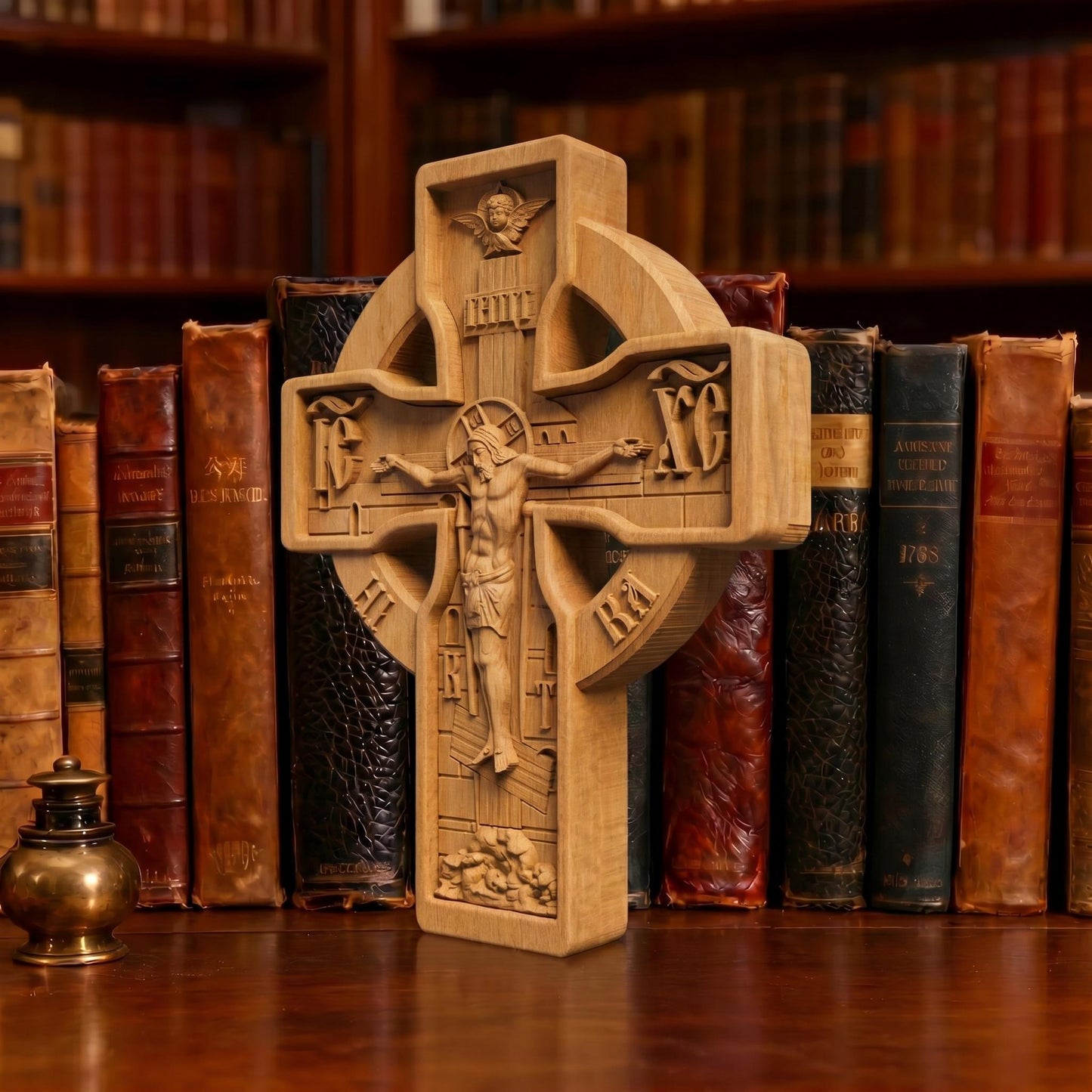 Hand Carved Cross No 16 | Wood Byzantine Greek Christian Wall Art