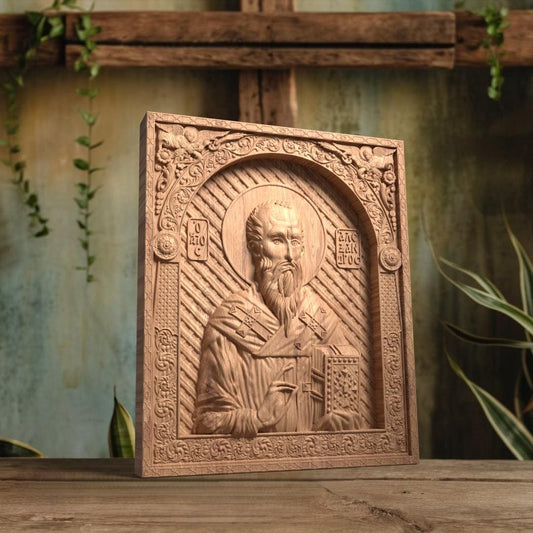 Saint Alexander Wooden Carved Handcrafted Christian Religious Icon. Byzantine Home Wall Art Decor Gift. Orthodox Greek Woodcarving Sculpture.